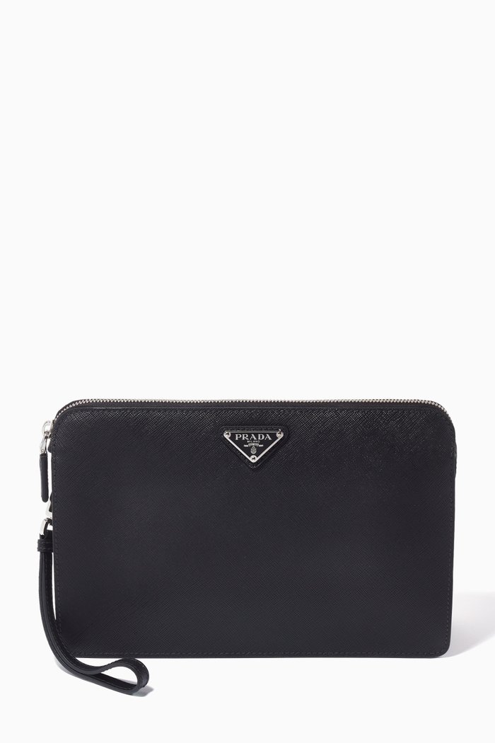 

Pouch in Saffiano Leather, Black
