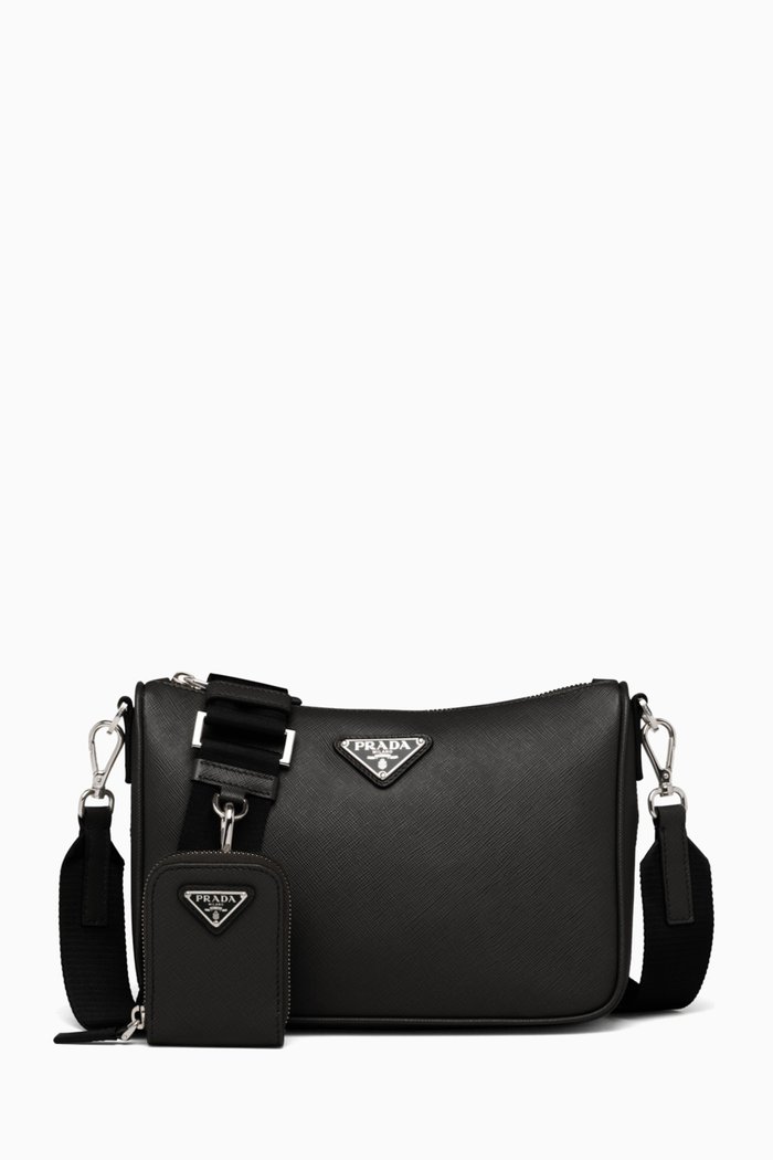 

Shoulder Bag in Saffiano Leather, Black