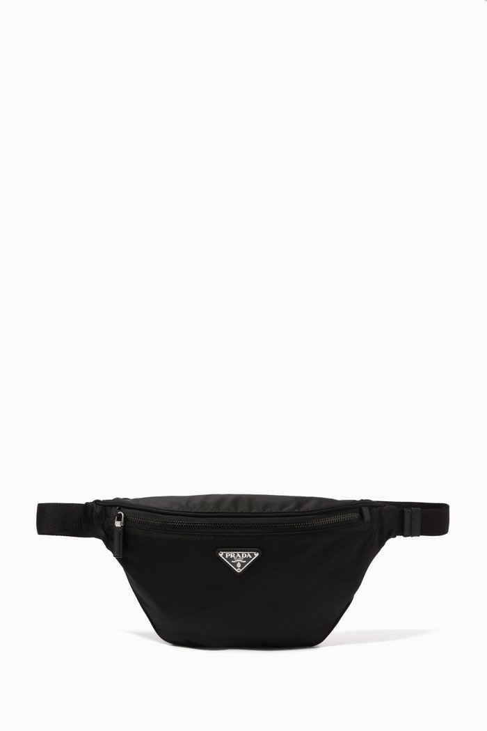 

Belt Bag in Re-nylon & Saffiano Leather, Black