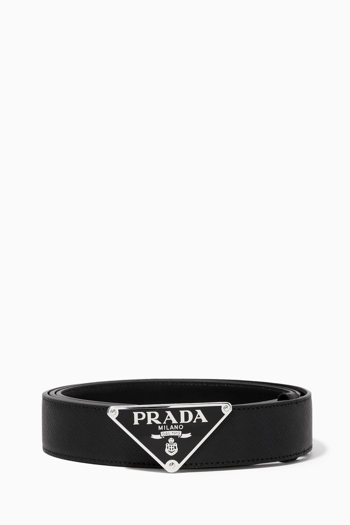 

Logo Belt in Saffiano Leather, Black