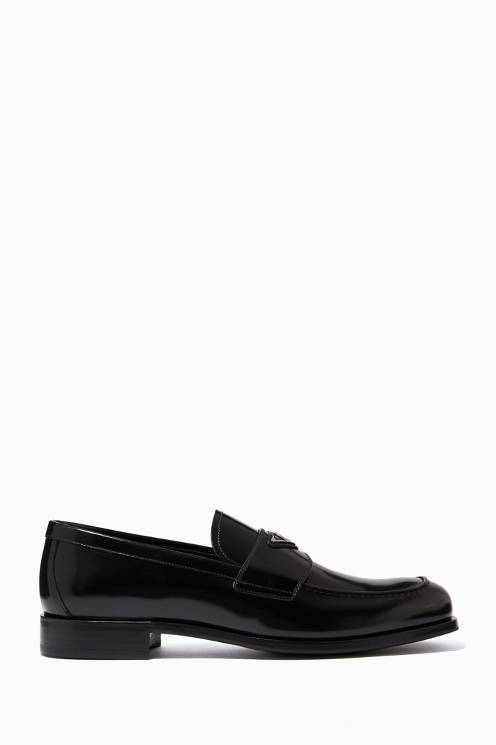 

Loafers in Brushed Leather, Black