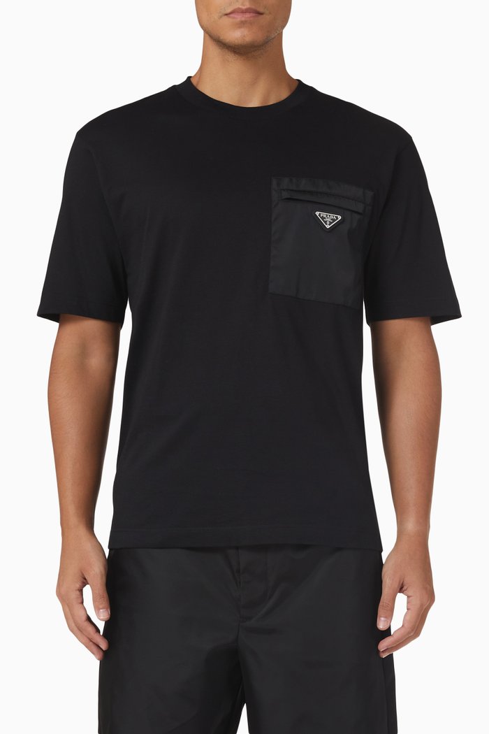 

Nylon Pocket T-shirt in Cotton Jersey, Black