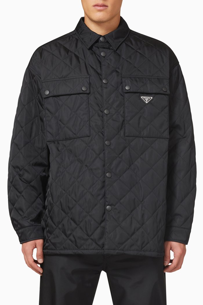 

Boxy Quilt Overshirt in Re-nylon, Black
