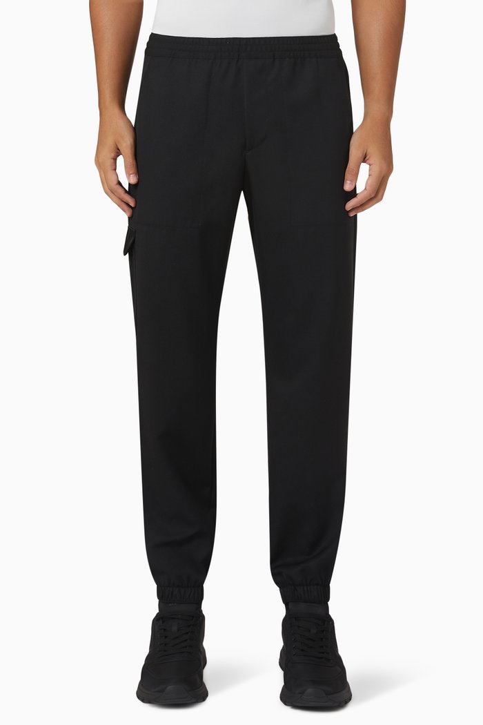 

Cargo Pants in Wool Gabardine, Black