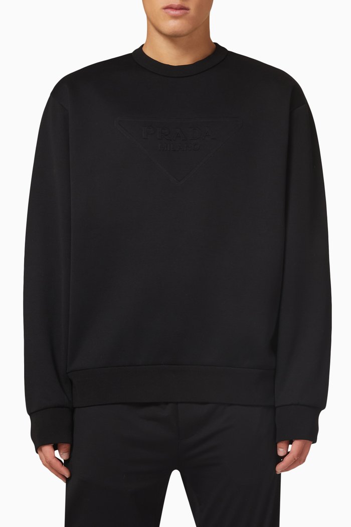 

Tonal Logo Sweatshirt in Double Jersey, Black