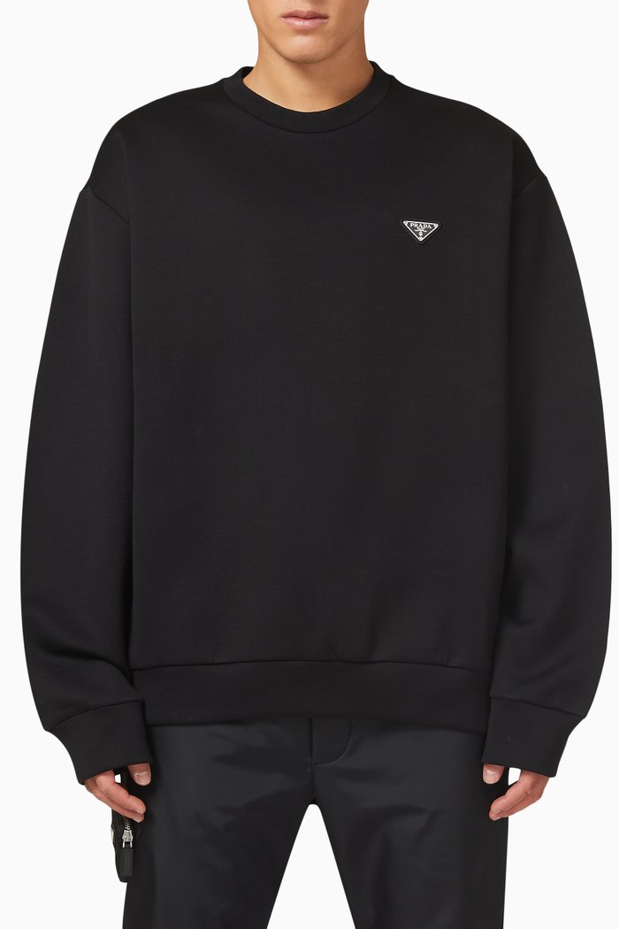 

Enamel Triangle Logo Sweatshirt in Double Jersey, Black