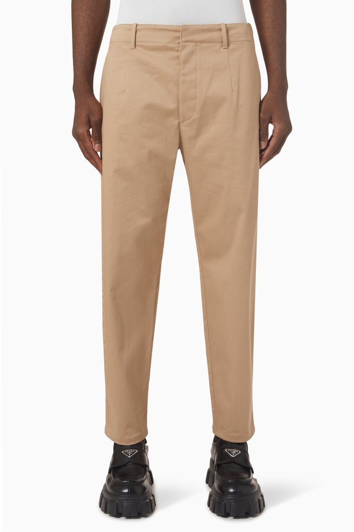 

Logo Mid-rise Slim Pants in Stretch-gabardine, Neutral