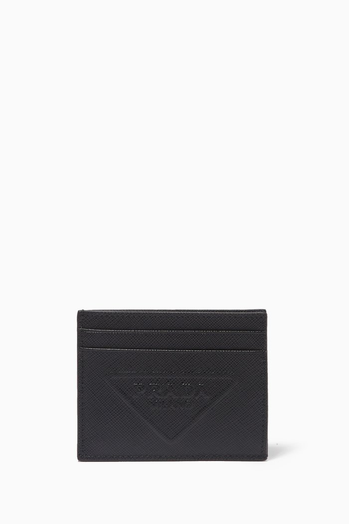 

Logo Card Holder in Saffiano Leather, Black