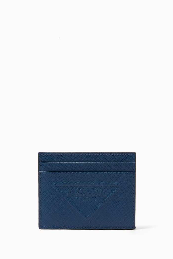 

Card Holder in Saffiano Leather, Blue
