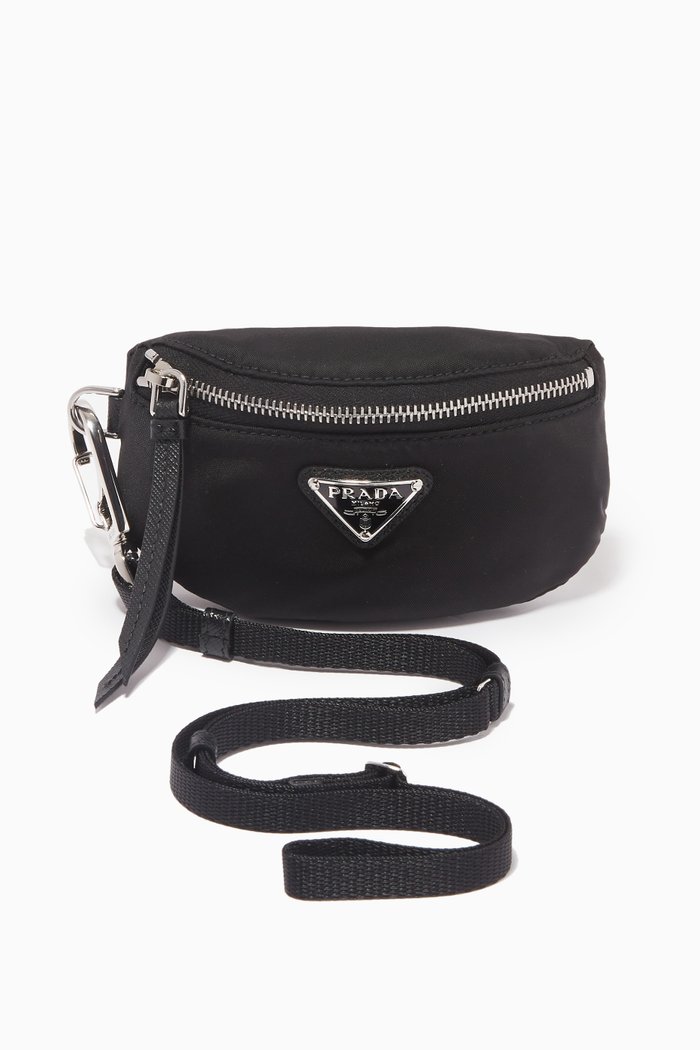 

Enamelled Logo Wrist Pouch in Re-Nylon, Black