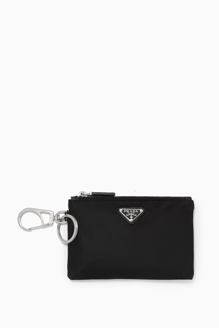 Enamelled Triangle Logo Mini Case in Re-Nylon, Black