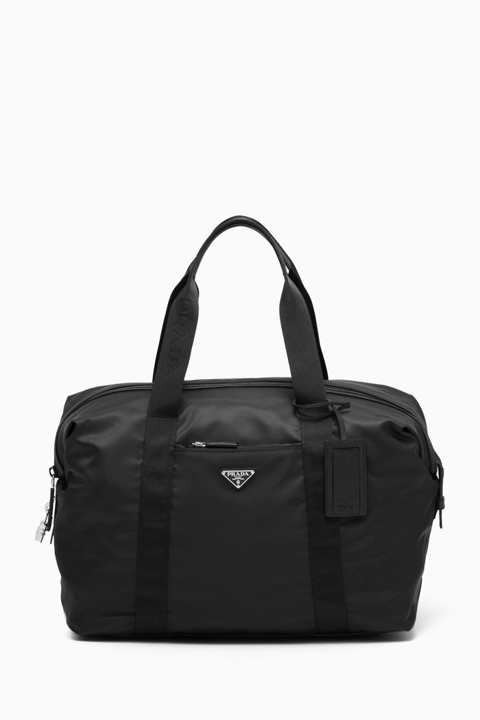 

Logo Duffle Bag in Re-Nylon & Saffiano Leather, Black
