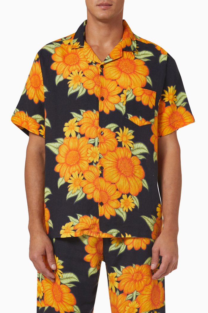 

Tithonia Print Shirt in Linen, Blue