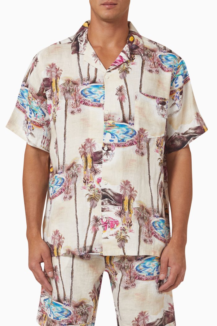 

Cuban Pyjama Shirt in Linen, Neutral