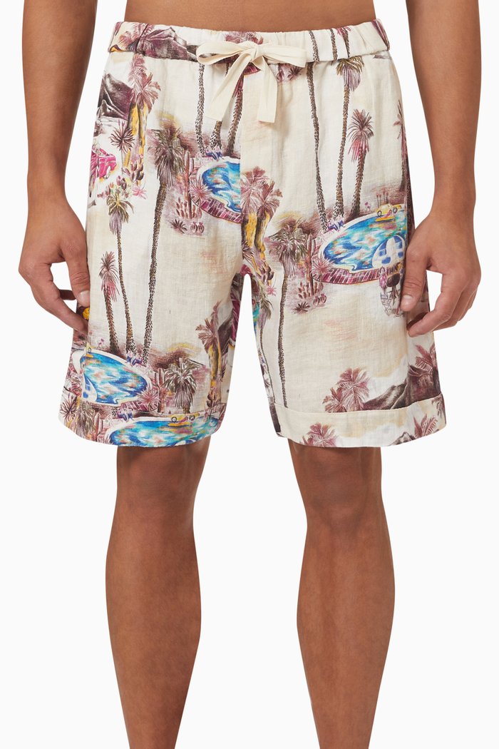 

Cuban Pyjama Shorts in Linen, Neutral