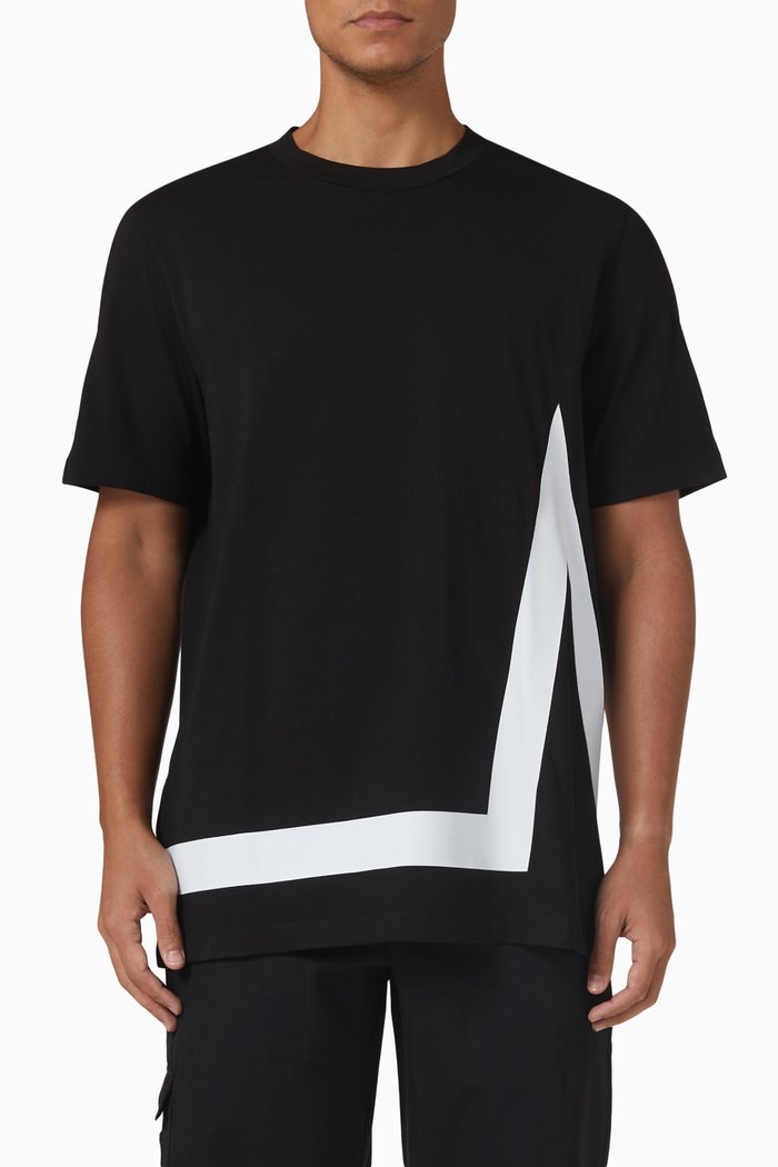 

'M' Motif Graphic T-shirt in Cotton Jersey, Black