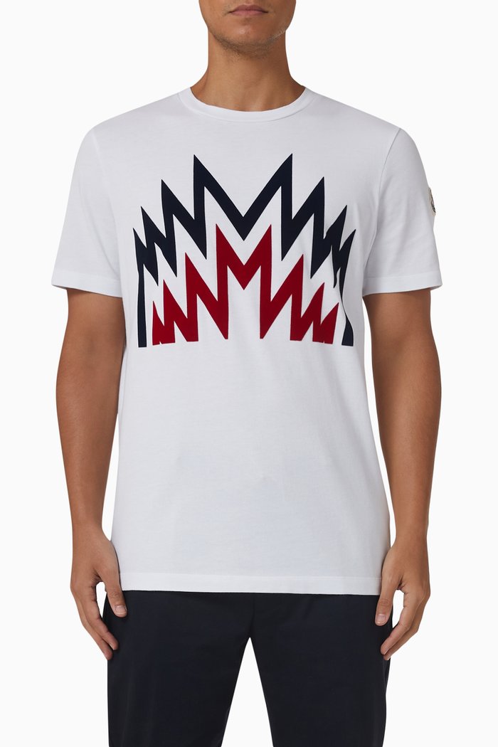 

Flocked Print T-shirt in Cotton Jersey, White