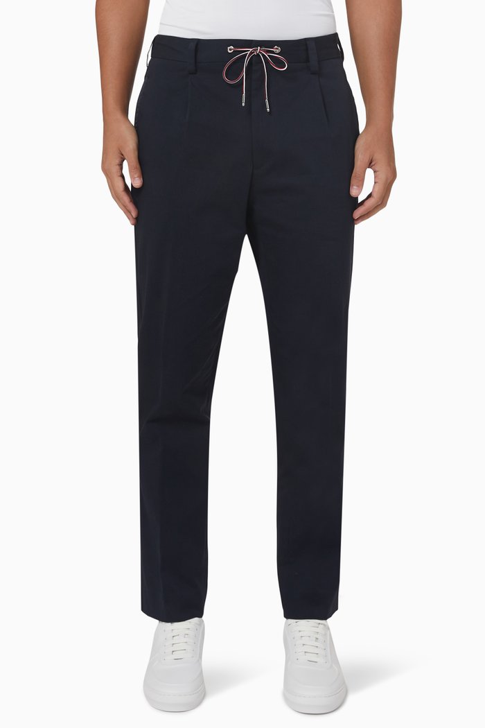 

Tricolor Drawstring Pants in Gabardine, Blue