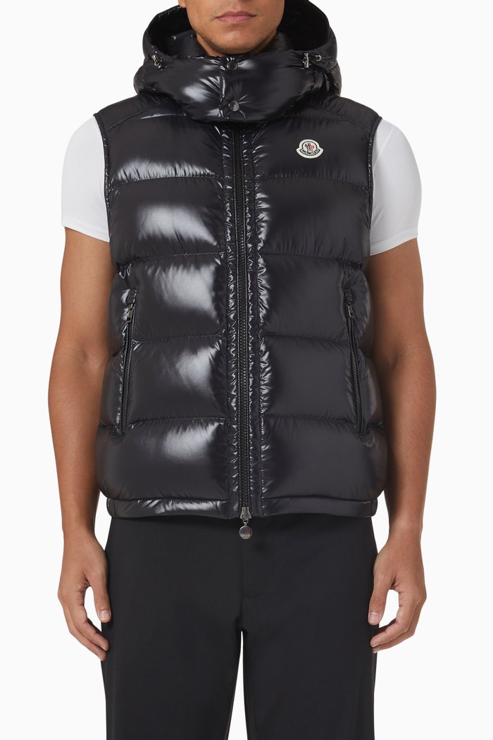 

Bormes Logo Padded Vest in Nylon Laqué, Black