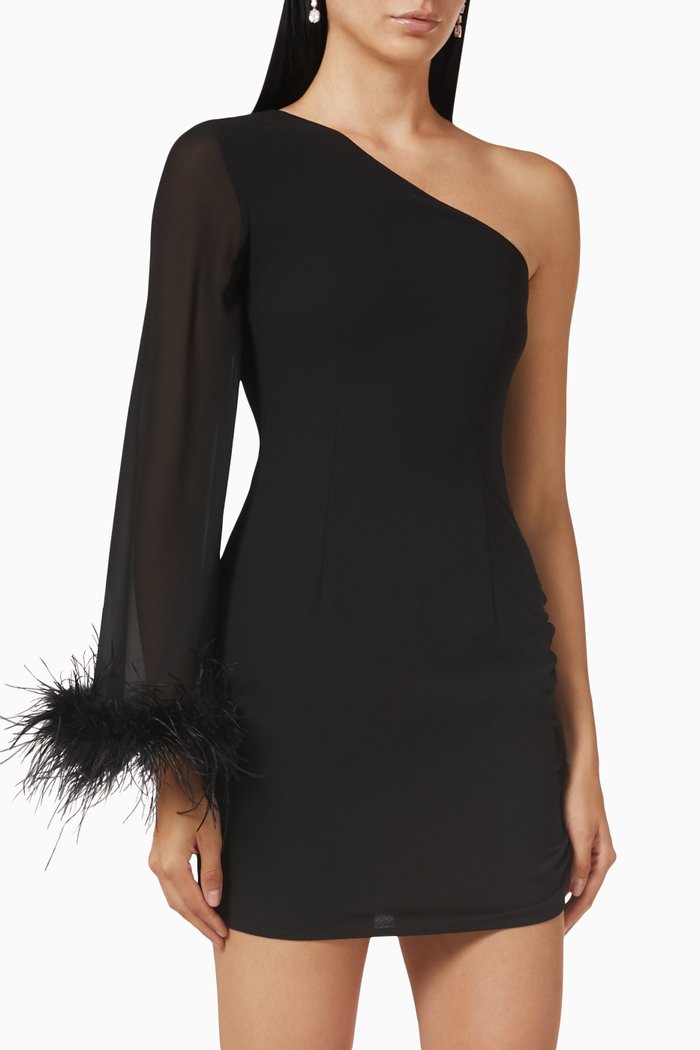 

Porscha One-shoulder Dress in Viscose, Black