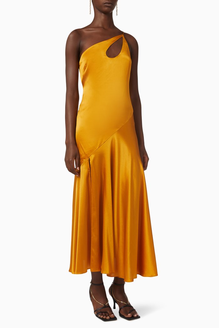 Posideonia Dress in Satin, Orange
