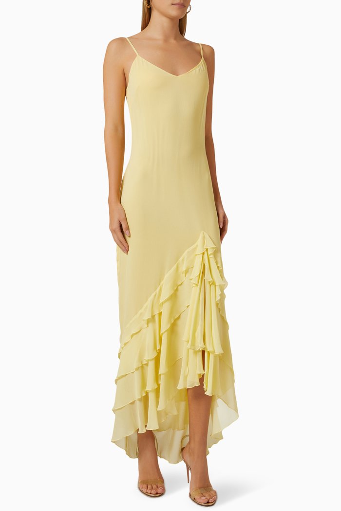 

Fuente Ruffle Dress in Silk, Yellow