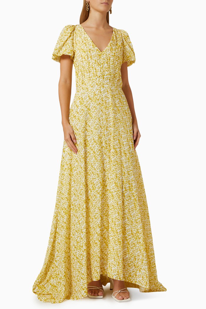 Payesa Maxi Dress in Cotton, Yellow