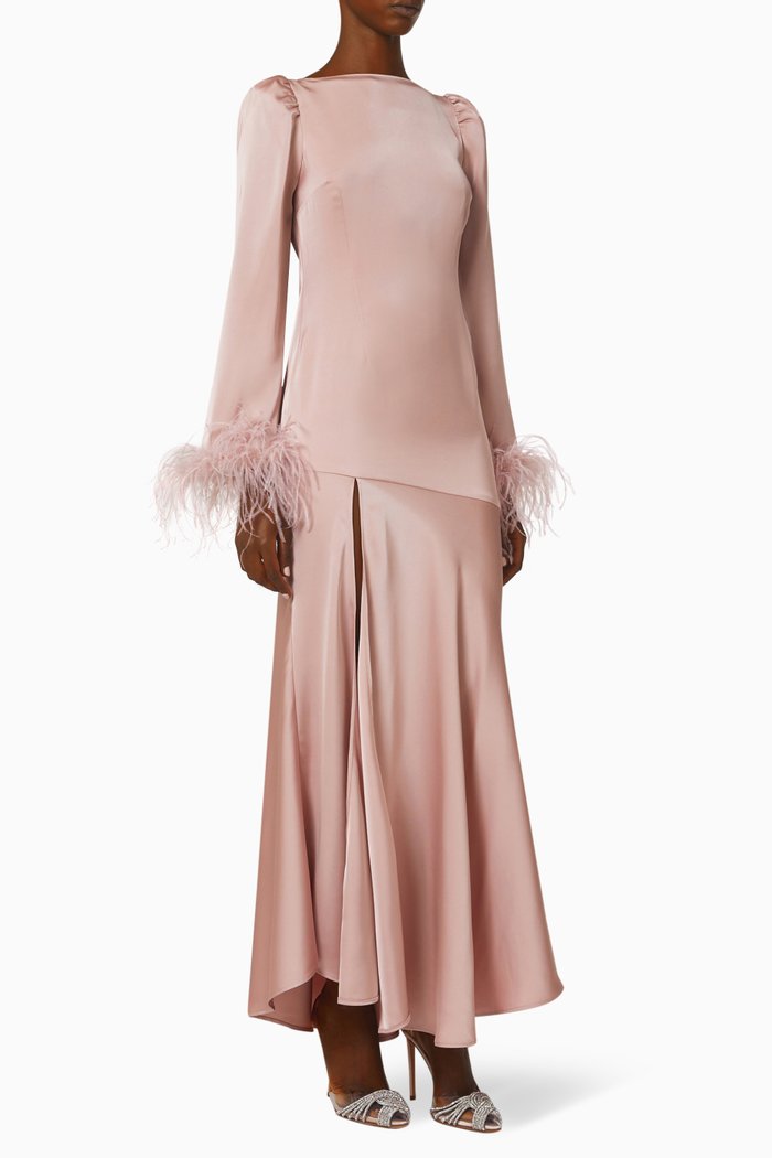 

Tupelo Midi Dress in Satin, Pink