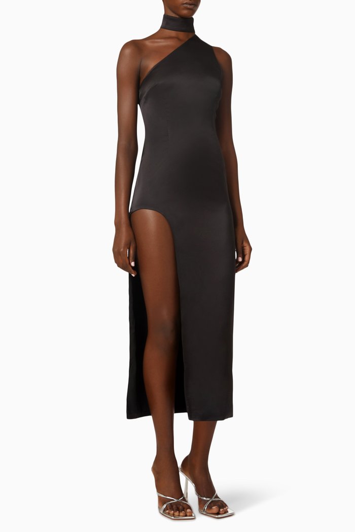 

Graceland Midi Dress in Satin, Black