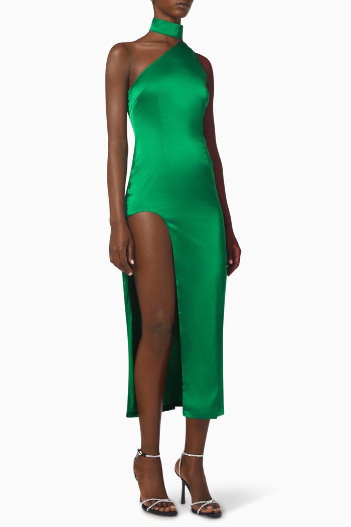 

Graceland Midi Dress in Satin, Green
