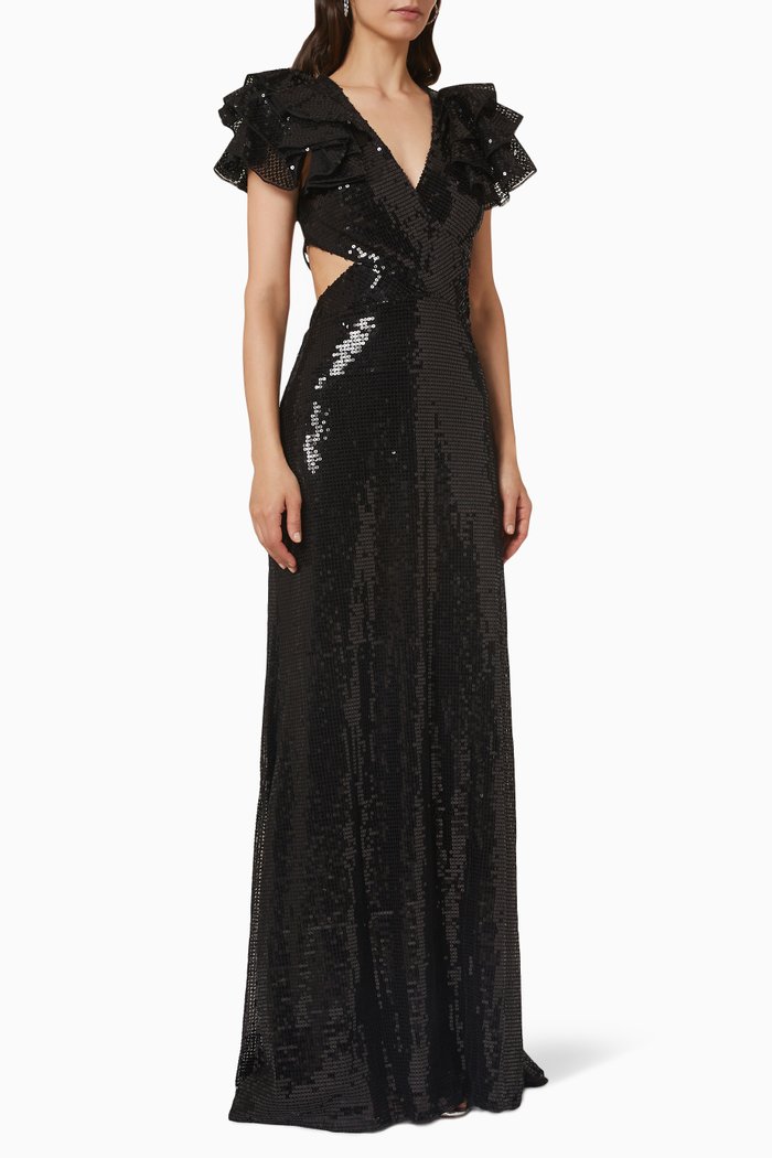 

Open-back Gown in Sequins, Black