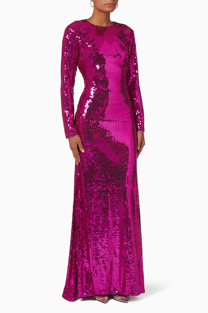 

Backless Sequin Gown, Pink