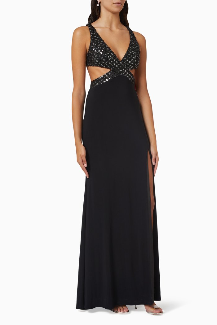 

Floral Cut-out Gown, Black