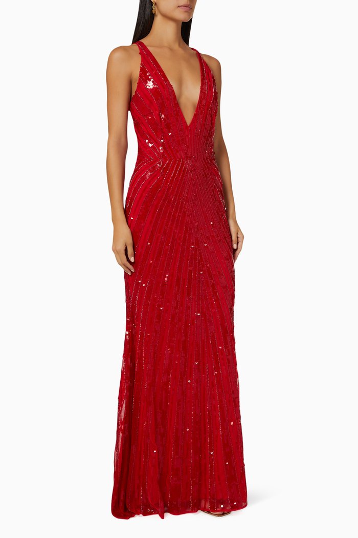 

Open Back Gown in Sequin, Red