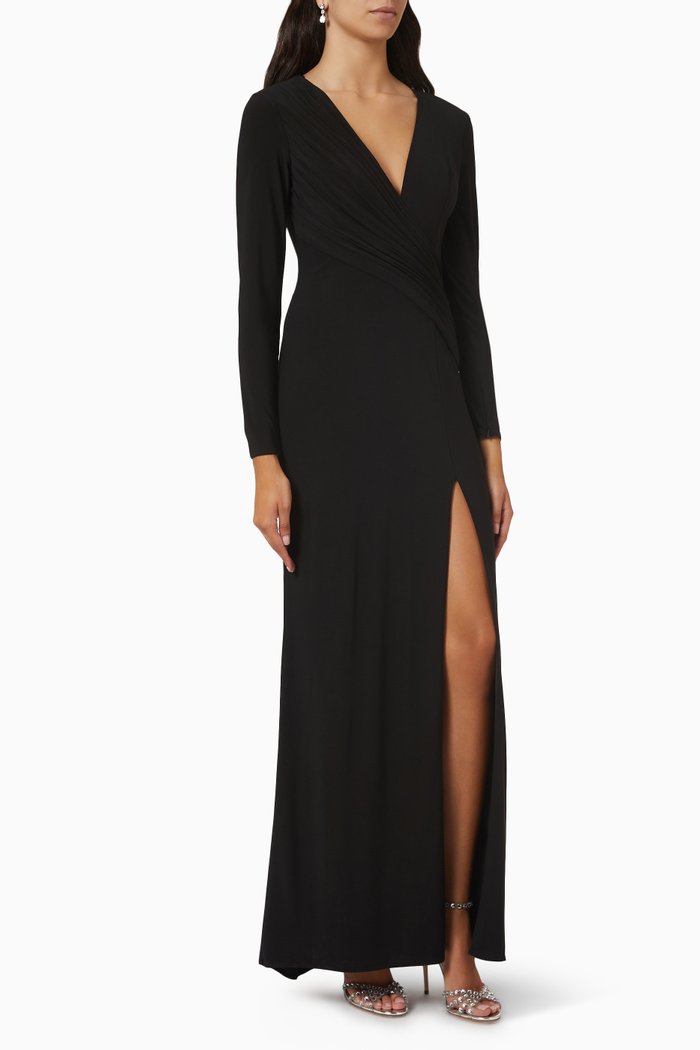 

Ruched Jersey Gown, Black