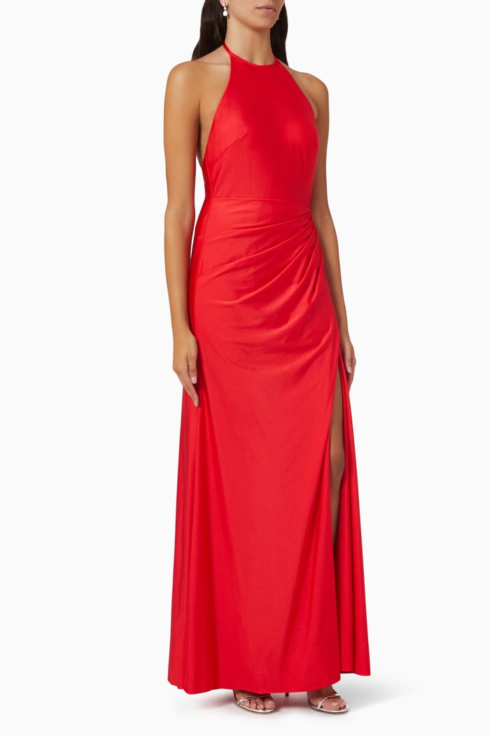 

Halterneck Jersey Gown, Red