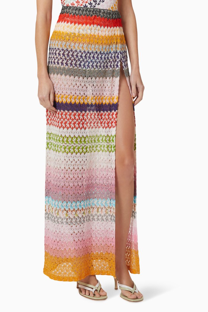 

Beach Crochet Maxi Skirt in Lamé Knit, Multicolour