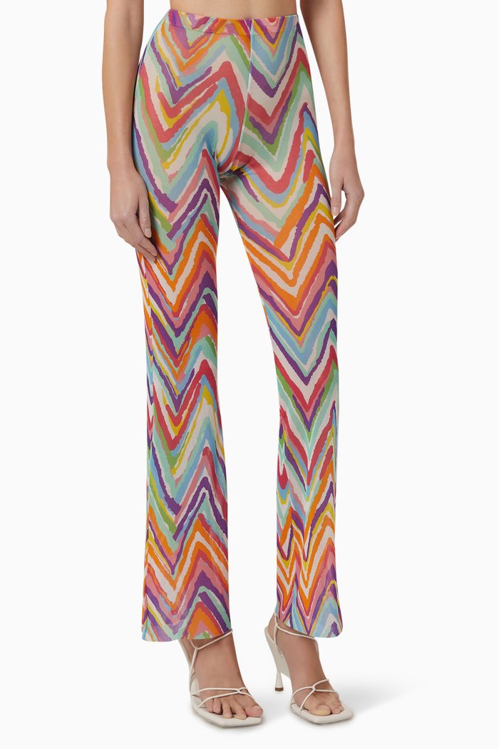 

Zigzag High-waist Pants in Nylon Tulle, Multicolour