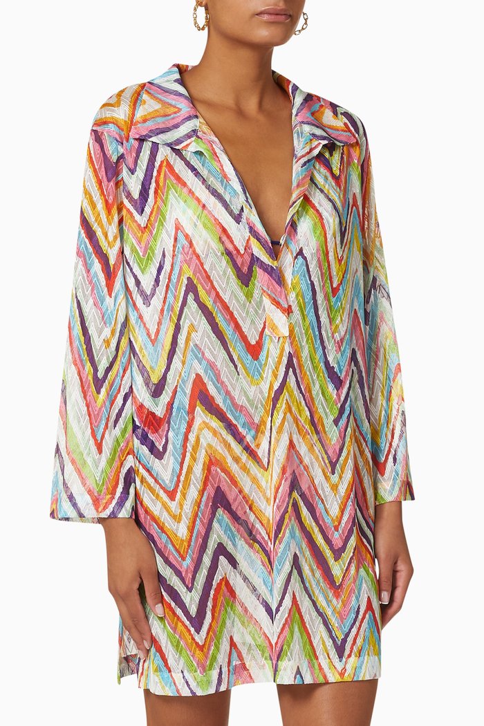 

Short Beach Coverall in Viscose Blend Knit, Multicolour
