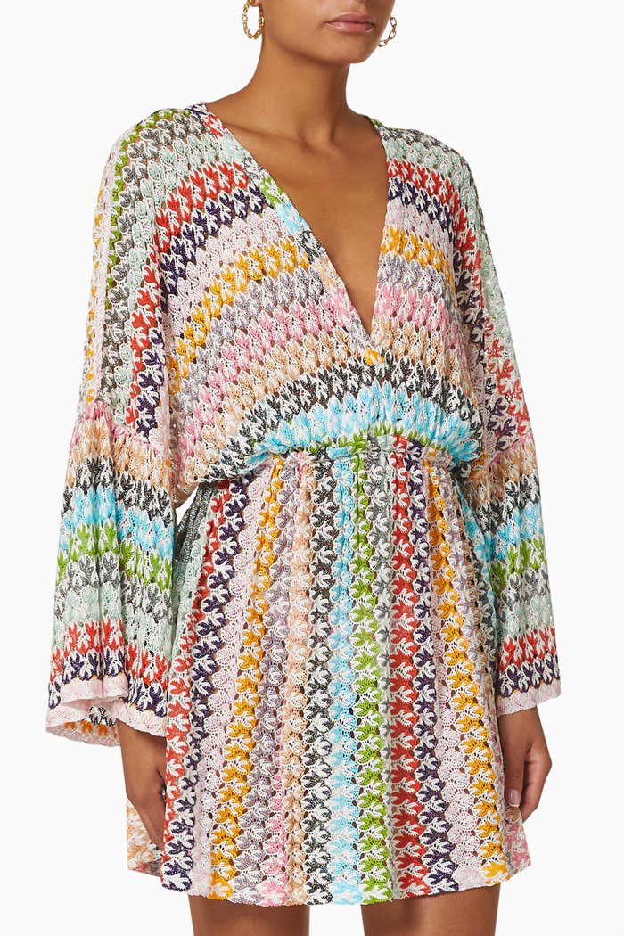 

Short Beach Dress in Viscose Blend Knit, Multicolour