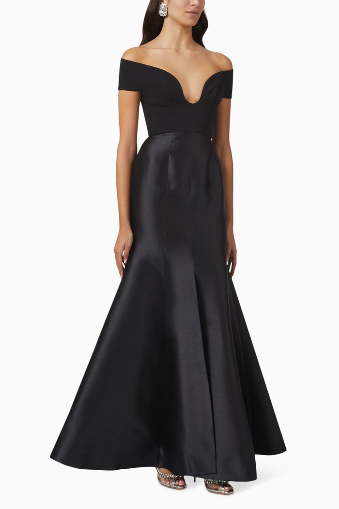 

Leandra Maxi Dress in Crepe Knit, Black