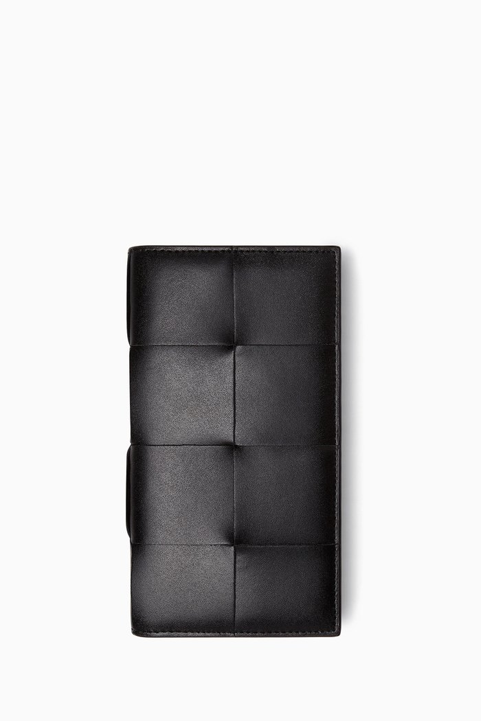 

Long Wallet in Intrecciato Leather, Black