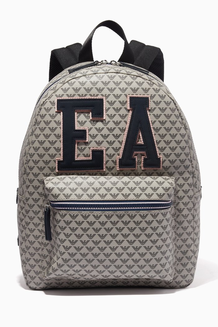 

EA Logo Patch Backpack in Leather, Grey