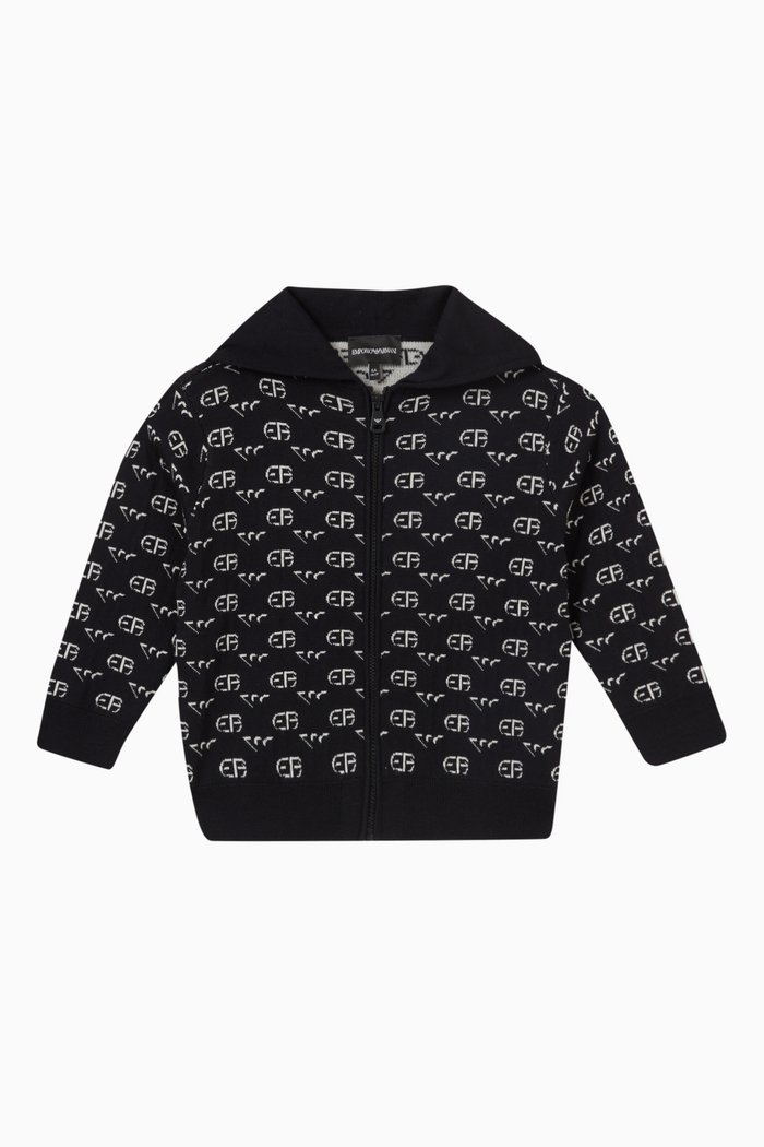 

Logo Print Hoodie in Virgin Wool, Blue