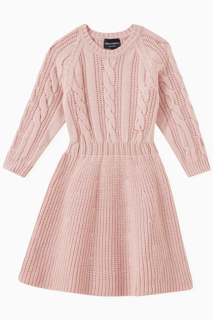 

Crochet Dress in Braided Knit, Pink