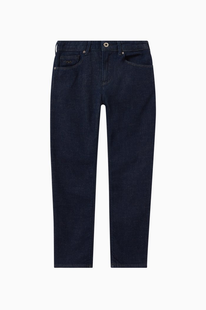Eagle Patch Slim Fit Jeans in Denim, Blue