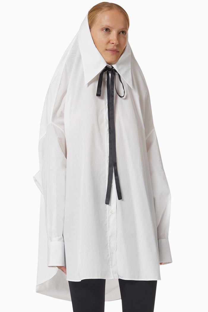 

Oversized Cocoon Shirt in Cotton Poplin, White