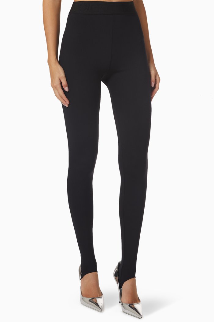 

Logo Waistband Leggings in Wool-knit, Black