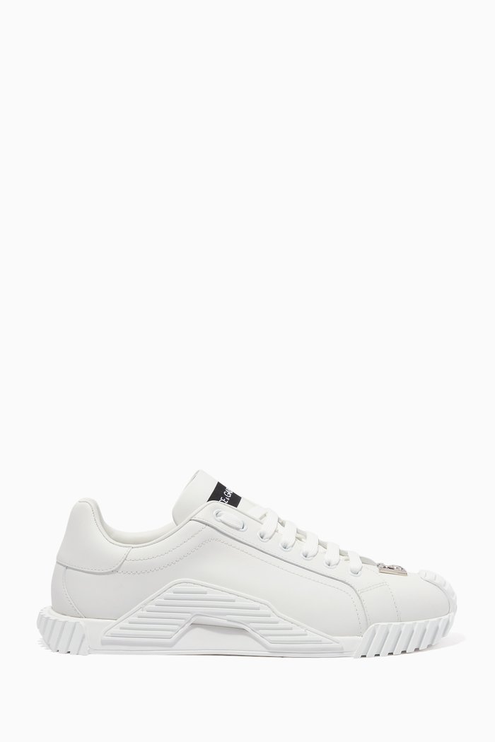 

Metal Logo Sneakers in Calf Leather, White