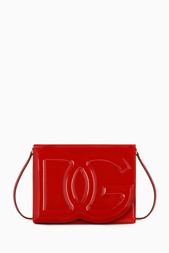 DG Logo Crossbody Bag in Patent Leather, Red